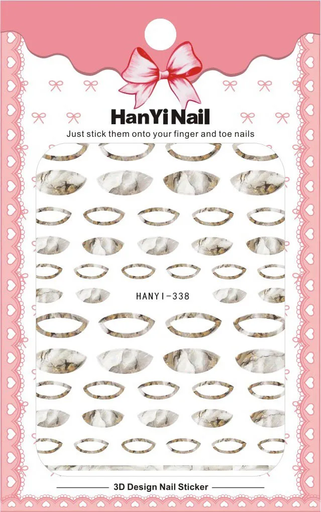 HANYI338 1 шт. Starlight французский стикеры 3D на ногти Nail Art градиентный мрамор камень наклейки для ногтей аксессуары для ногтей украшения для ногтей Новинка - Цвет: HANYI338