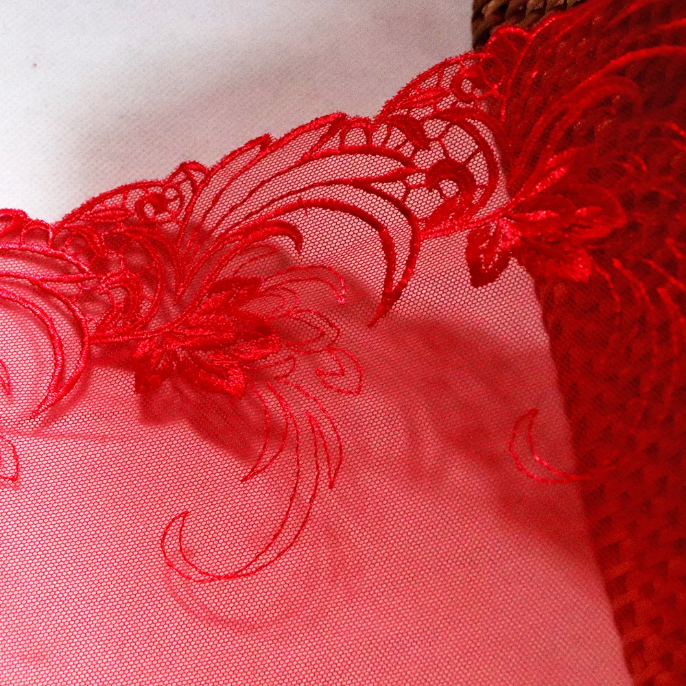 1 метр 21 5 см Феникс Цветочная вышивка кружевная отделка красная сетка швейная