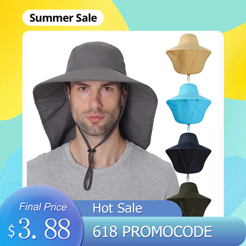 Шляпа от солнца для рыбалки защита УФ лучей крышка защиты с широкими полями