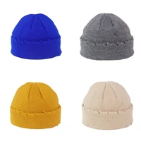 wool knitt cuff beanie watch cap solid color hole knit melon cap winter landlord hats for men and women warm caps unisex skull