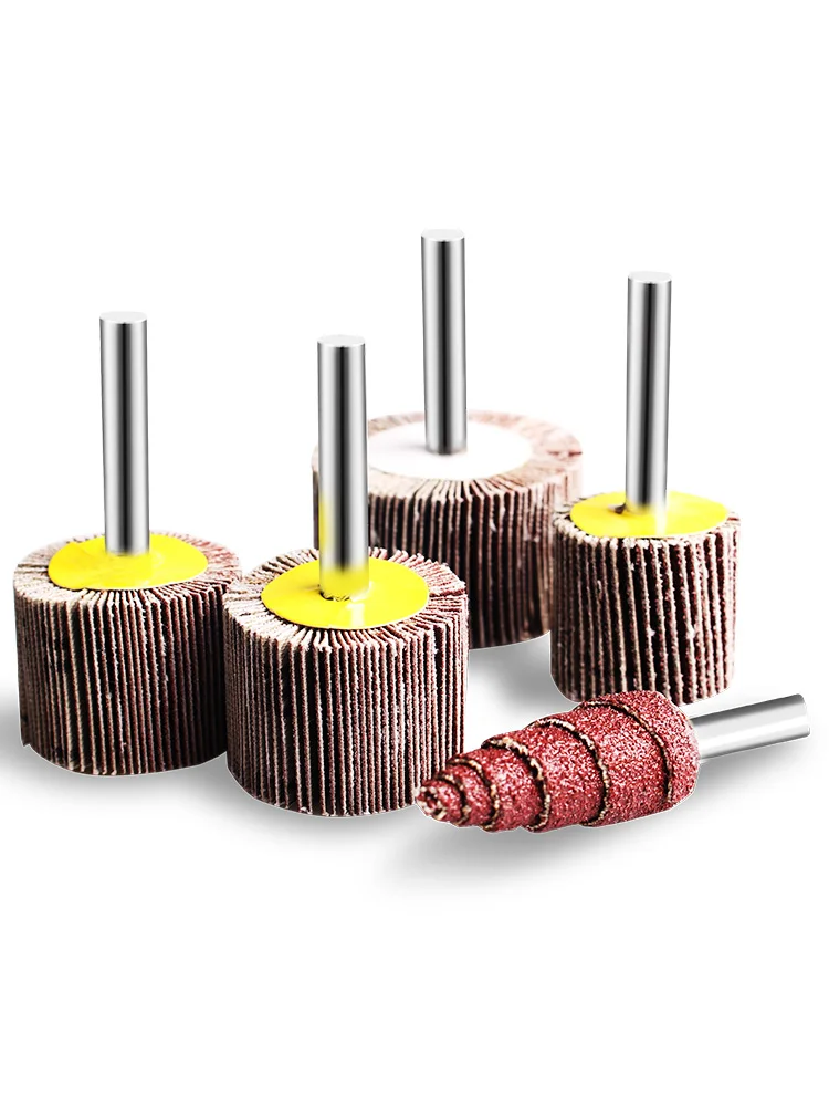 

Louver grinding head sand-papering Louver piece electric grinding head 6 handle abrasive band page wheel shank impeller