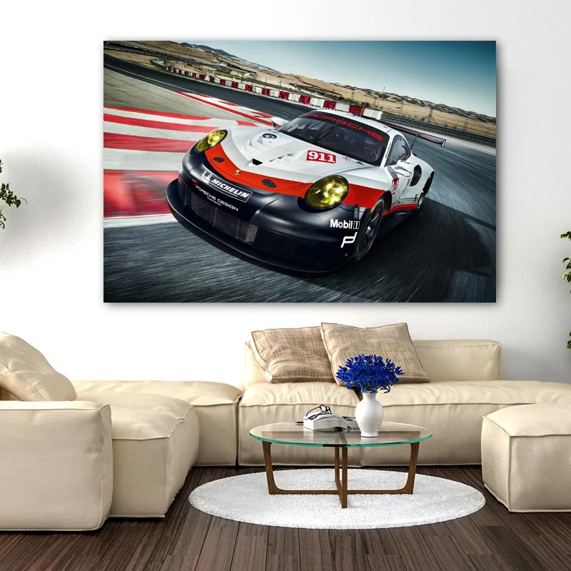 Плакаты и принты на холсте Porsches 911 RSR рисунок гоночного автомобиля суперкар