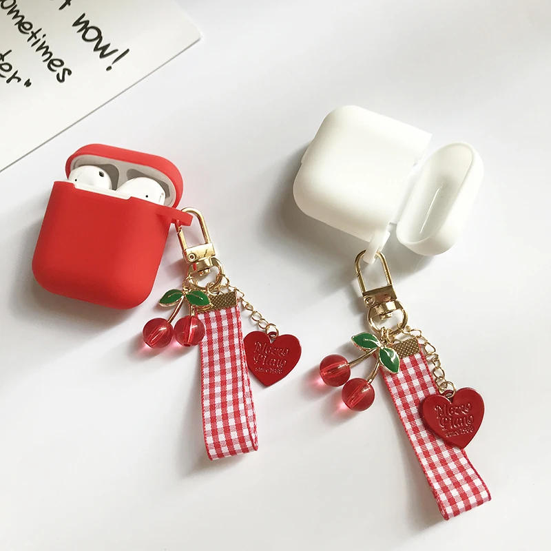 Кристальный чехол для наушников Cherry для Apple Airpods, силиконовая беспроводная Bluetooth-зарядка AirPods, сумка.