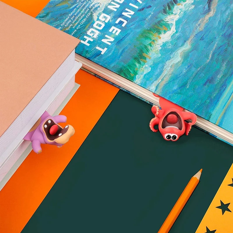 

2PCS 3D Cartoon Animal Bookmark Novelty Cute Funny Wacky Bookmark Book Friend Bookmark for Kids Students Stationery Purple + Red
