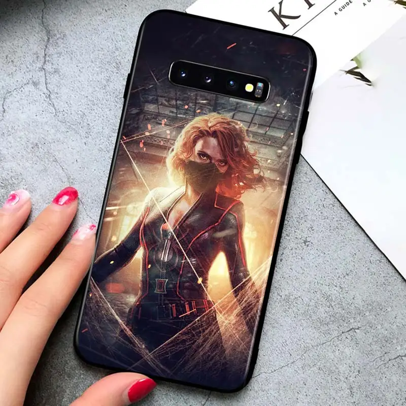 

Black Widow Marvel cool for Samsung Galaxy S21 Ultra Plus Note 20 10 9 8 S10 S9 S8 S7 S6 Edge Plus Black Soft Phone Case