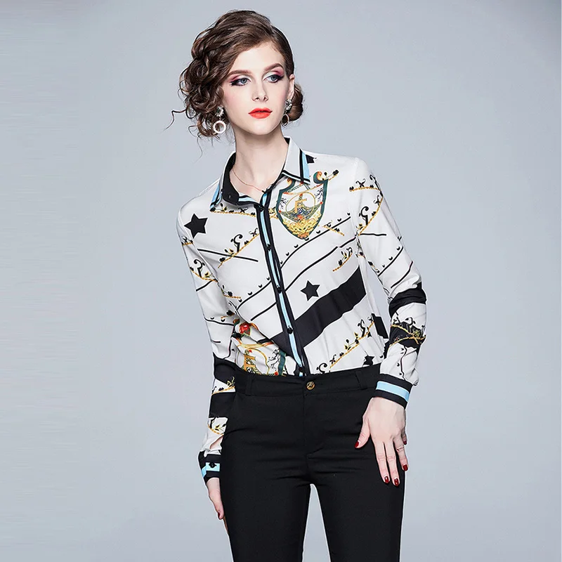 Женские рубашки Willstage с длинным рукавом блузка со звездным принтом рубашка