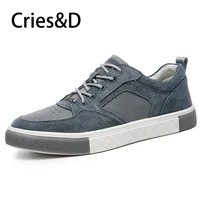 criesd first layer natural leather sneakers casual men shoes fashion design suede leather for male original air breathable