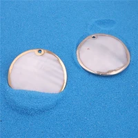15pcs 35mm natural shell pendant with hole gold color round shape charm beads for earring ncklace jewelry making diy accessories