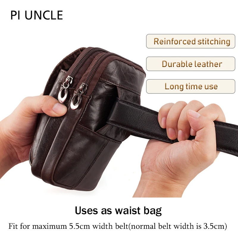 Натуральная кожа Мужская поясная сумка чехол для мобильного телефона мягкая