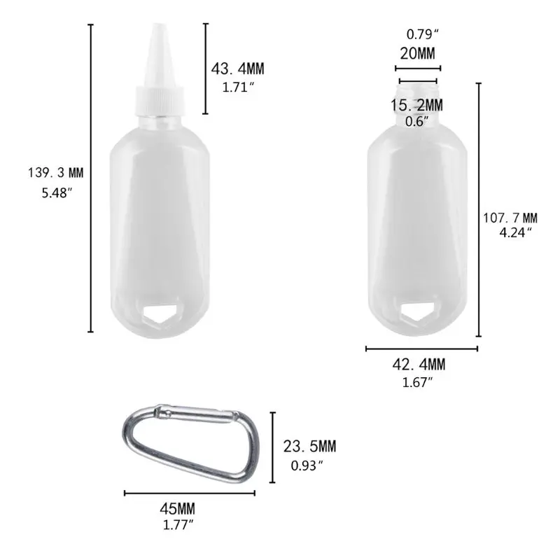 

5Pcs 30ml 50ml Empty Hand Sanitizer Travel Size Holder Hook Keychain Carriers Flip Cap Reusable Portable Empty Bottles