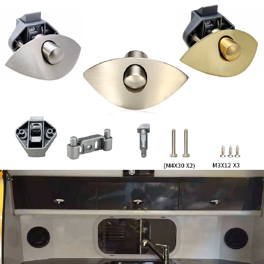 

Zinc Alloy Half Moon Keyless Handle Push Lock Latch Knob Caravan RV Cupboard/Drawer Camper Kitchen Cabinet Door Locks Hardware
