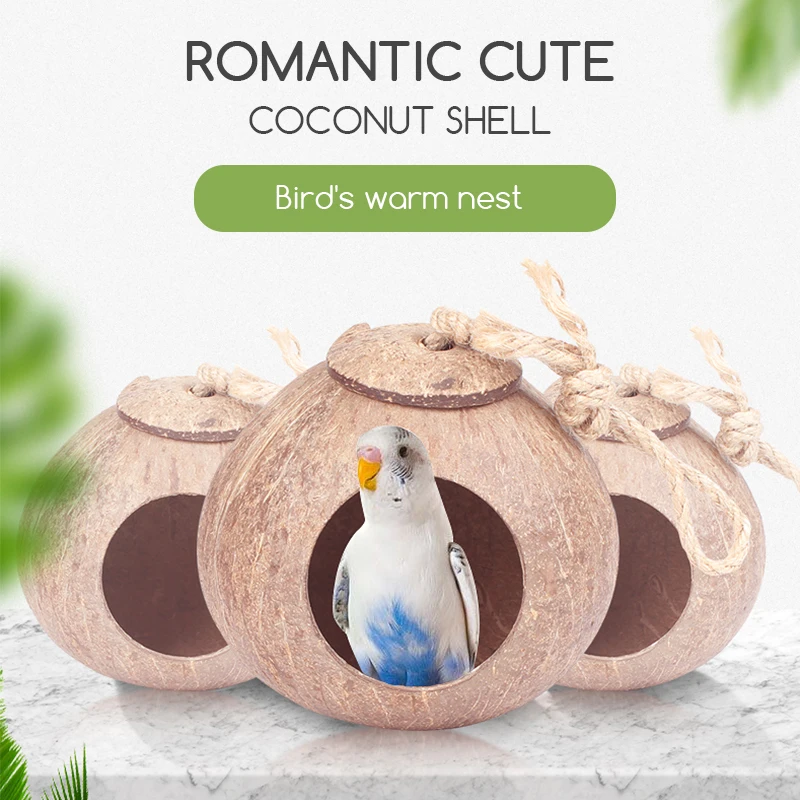 Creative Climbing Coconut Shell Bird Nest Parrot Coconut Nest Bird Nest Cool Summer Bird Cage Decoration Pet Supplies Toys