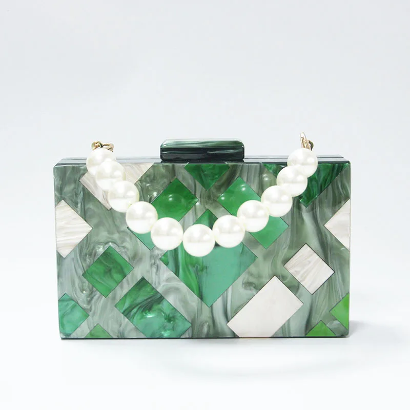 Акриловый женский клатч с жемчугом Женская сумочка Длинные кошельки мобильный