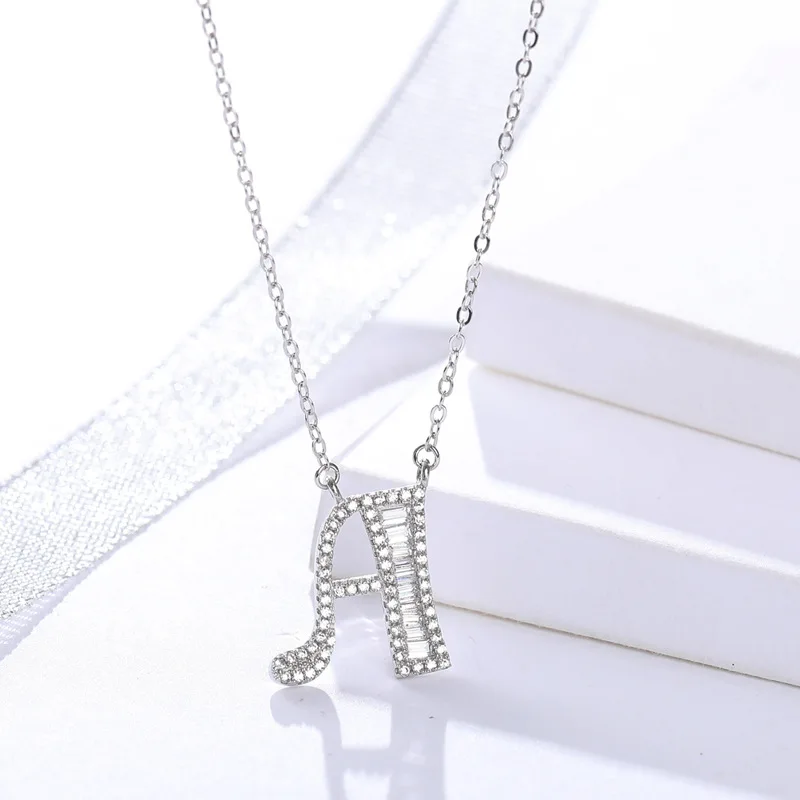 

Pearl Necklaces for Women Silver Chain 925 Sterling Silver Necklace 26 English Letters