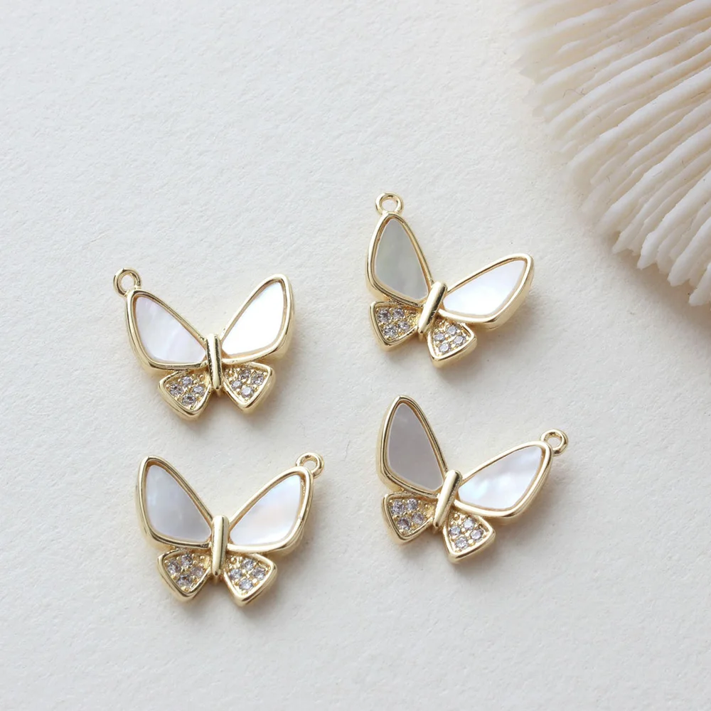 Подвески-бабочки с позолотой 14 карат 2 шт. Подвески для изготовления ювелирных