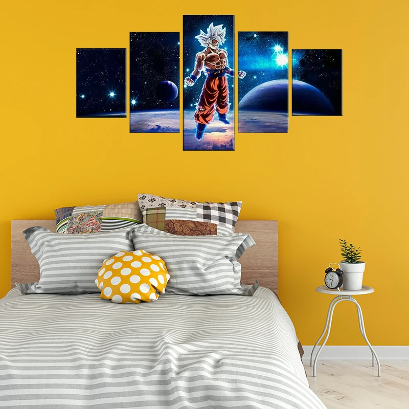 

No Framed 5 Panel Dragon Ball Anime Poster Goku Saiyan Wall Picture Canvas Painting Mural Bedroom Living Room Home Decoration