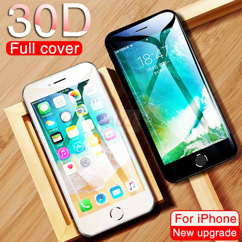 30D полное покрытие закаленное стекло для iPhone 6 6s 8 7 Plus защита экрана на X XS MAX XR