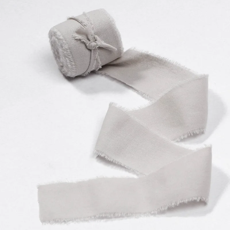 Лента из хлопка и льна ручной работы с потертостями 40 мм