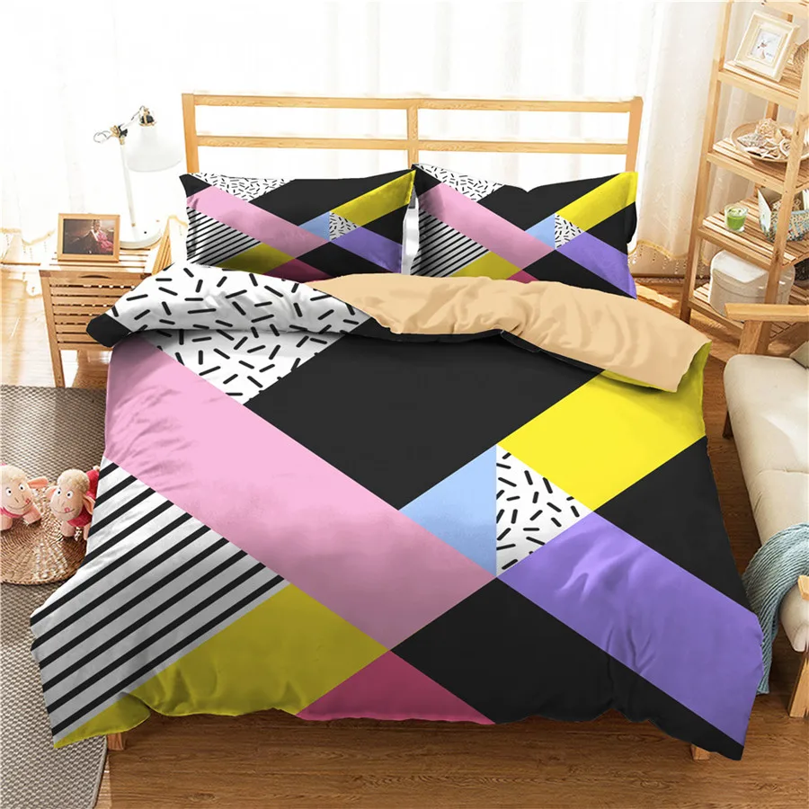 

Комплект постельного белья с 3D принтом, пододеяльник, Комплект постельного белья, геометрический клетчатый домашний текстиль для взрослых,...