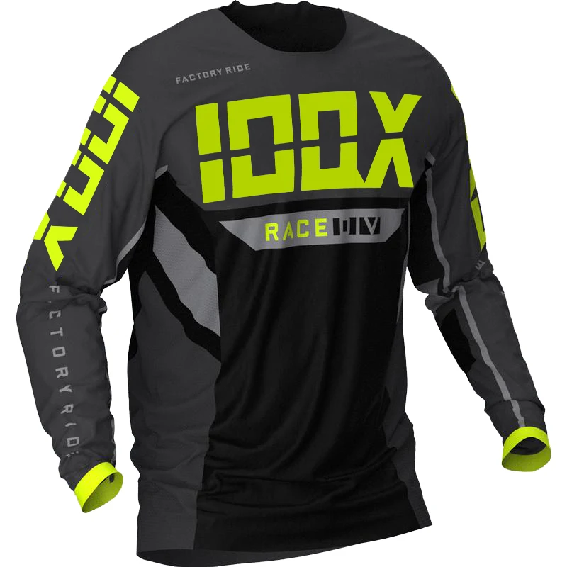 

IOQX Black/Char/Hi Vis PODIUM Adult Jersey Motocross Racing Mx Dirt Bike Off Road Atv MBX Shirt