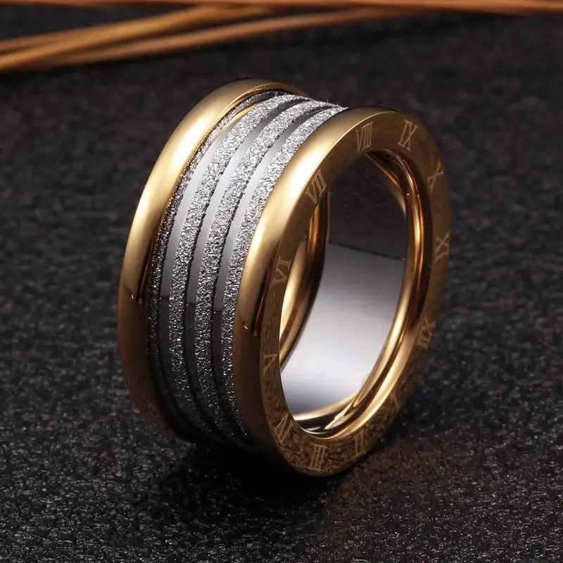 

High Quality Stainless Steel Roman Numerals Matte Bright Charm Rings Men Women Jewelry New Brand Wedding Party Rings anillo