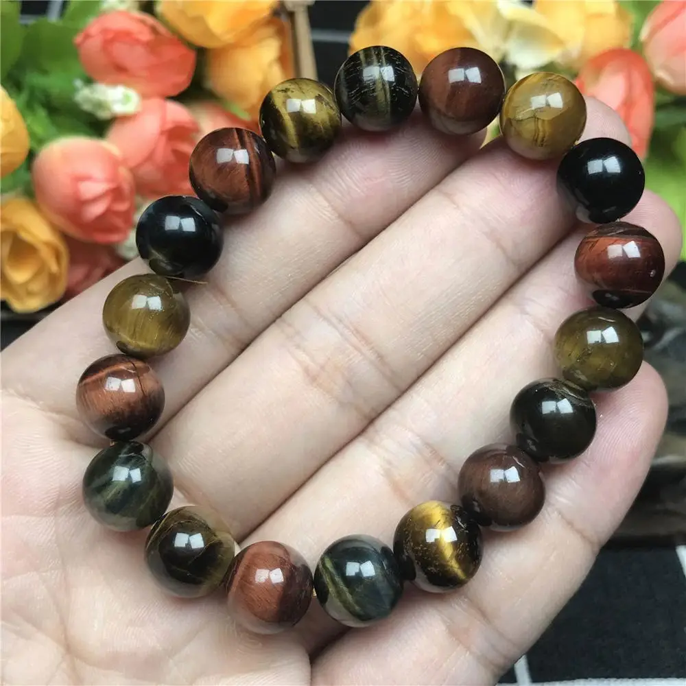 10 мм натуральный красный синий желтый тигровый глаз браслет для женщин мужчин