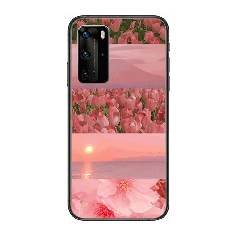 

Beautiful tulips style Phone Case For Huawei P 40 30 20 10 9 8 Lite E Pro Plus Black Etui Coque Painting Hoesjes comic fashion