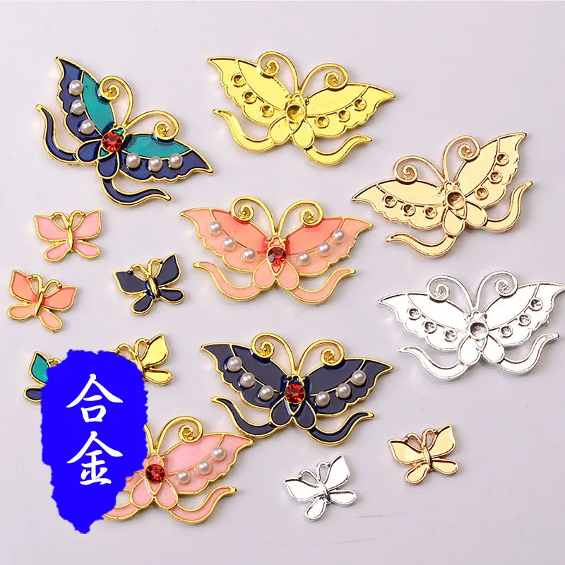 

Подвеска-бабочка из сплава золотого и серебряного цвета, 100 шт./лот, «сделай сам» для головного убора, аксессуары для ювелирных изделий ручной работы