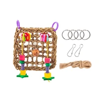 bird climbing net parrot toys straw woven biting hanging hemp rope swing play ladder chew foraging colorful funny parrot toys