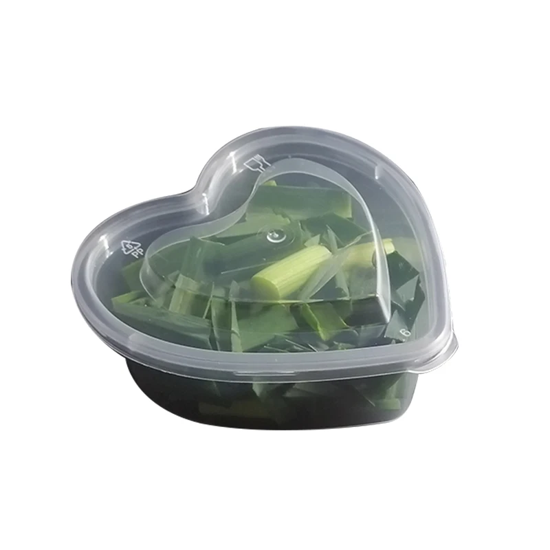 

50pcs Love shape transparent disposable plastic cups powder oil sauce box 45ML 70ML 120ML 150ML packaging pudding cup with lid