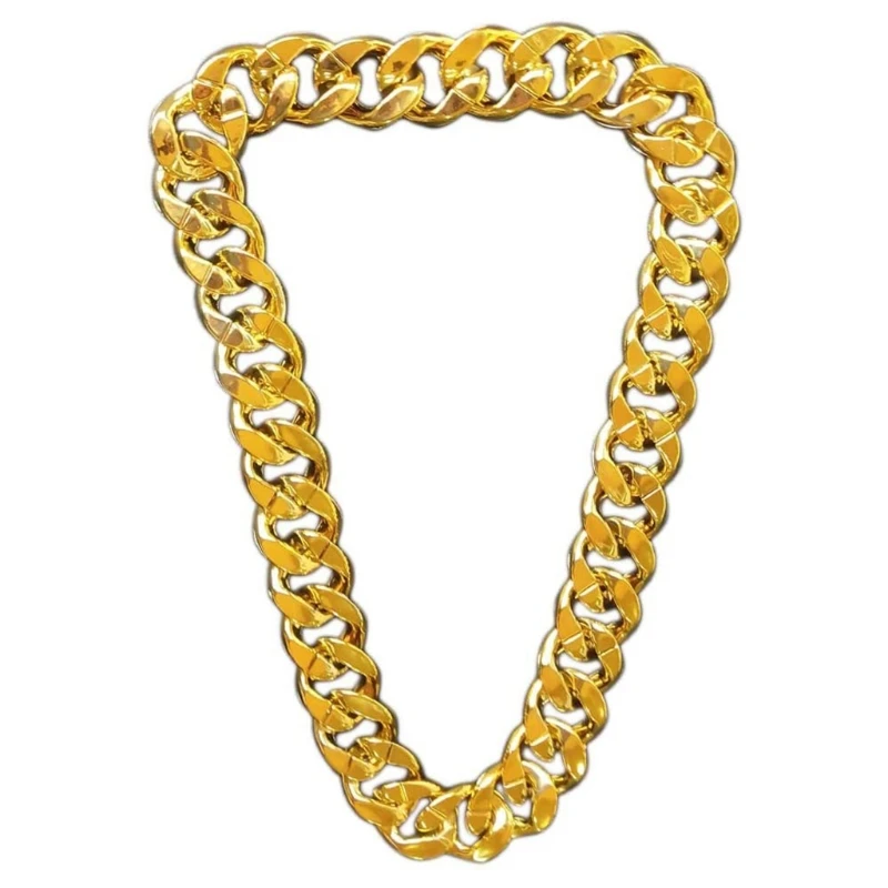 

Papper Gold Chain Big Chunky Faux Gold Hip Hop Turnover Chain Exaggerated Rapper Costume Accessories Gangster Necklace A5KE