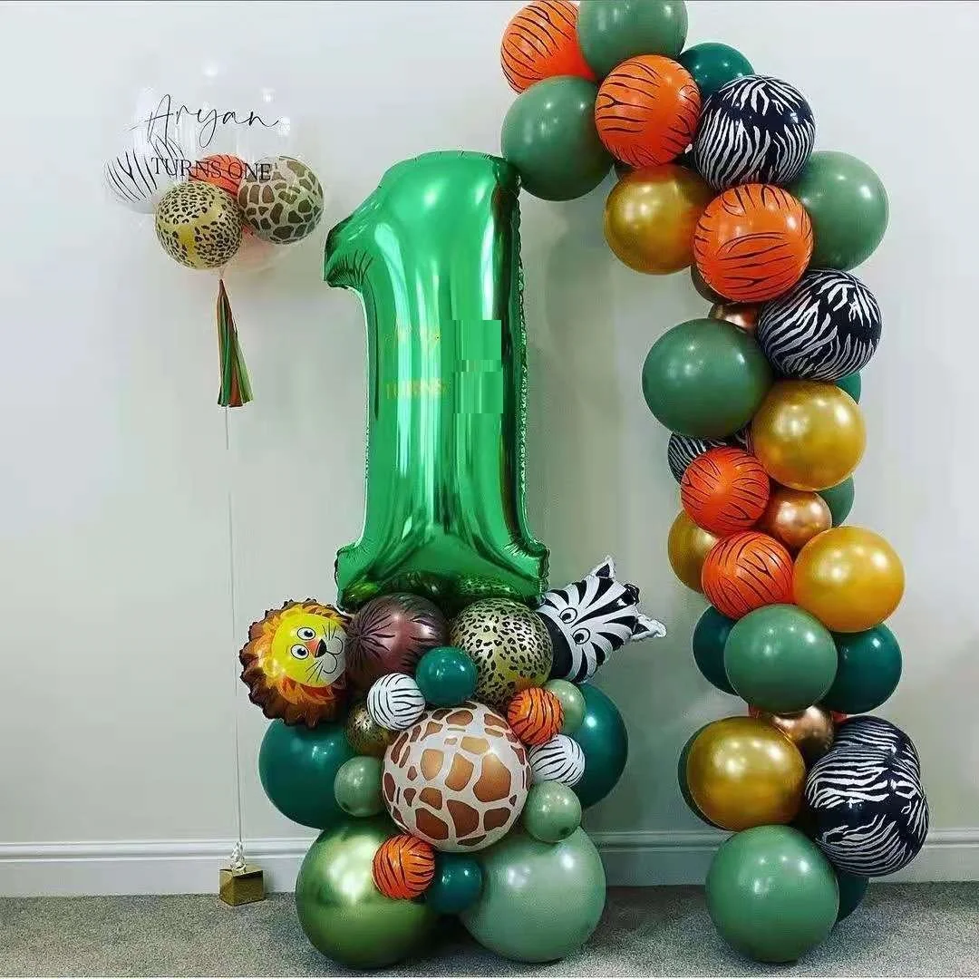 

Jungle Animal Aluminum Foil Balloon Set Turtle Leaf Balloon 32 Inch Green Number Balloon Baby Shower Birthday Party Decoration