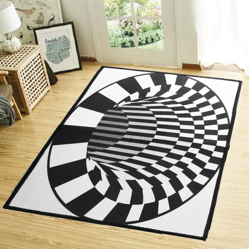 3D коврики блестящие белые черные абстрактные геометрические Оптические иллюзии