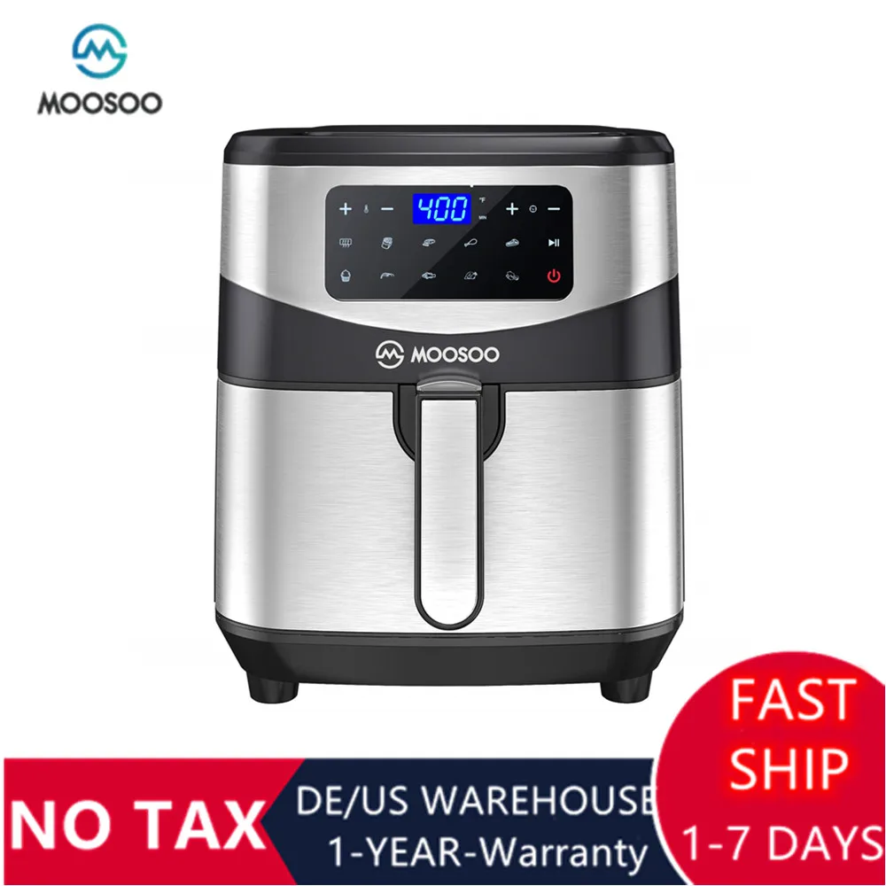

MOOSOO Air Fryer MA18 with 7.4 QT XL Capacity, 10-in-1 Electric Air Fryers Oven, 1700W Stainless Steel Airfryer Digital Screen