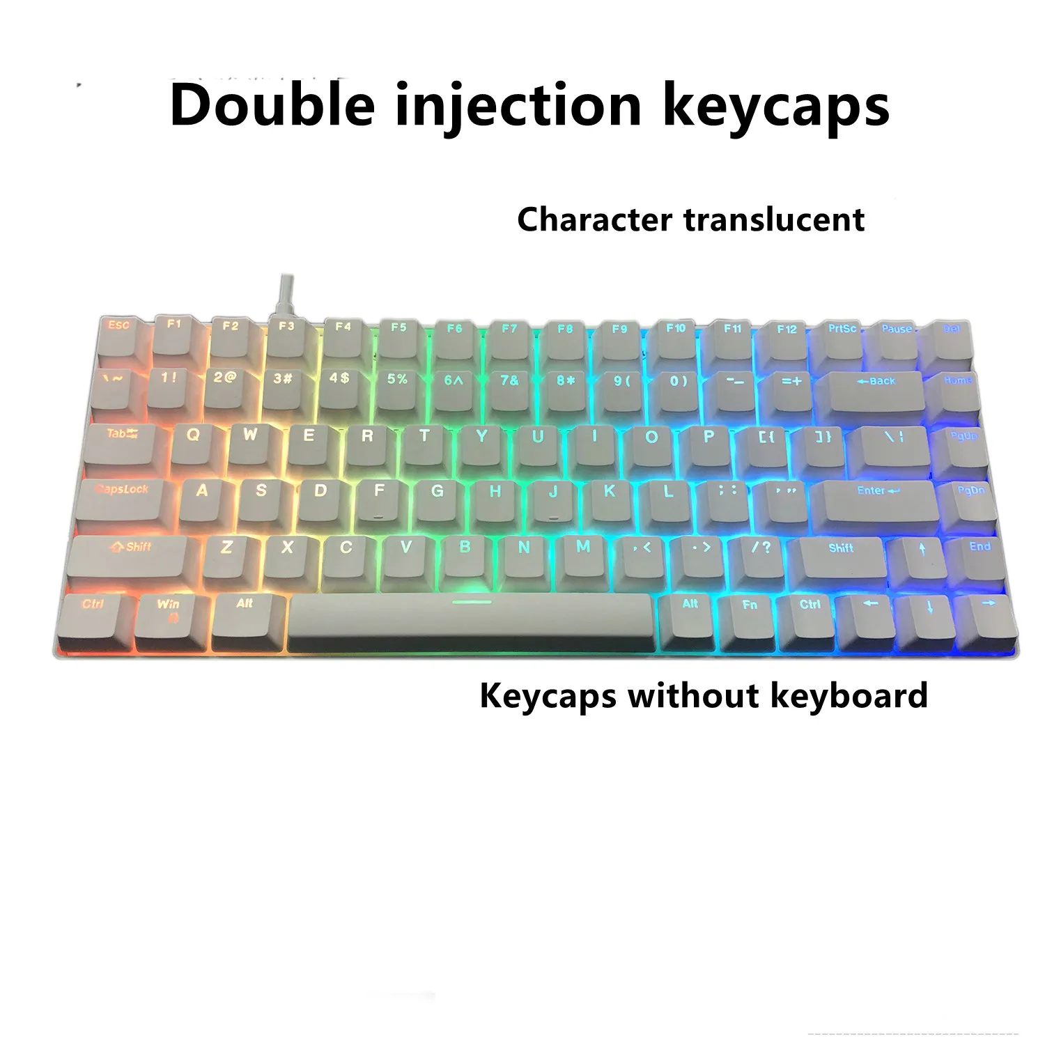 

ZUOYA ABS keycap light transmission two-color injection molding closed font suitable for 68 84 96 key mechanical keyboard