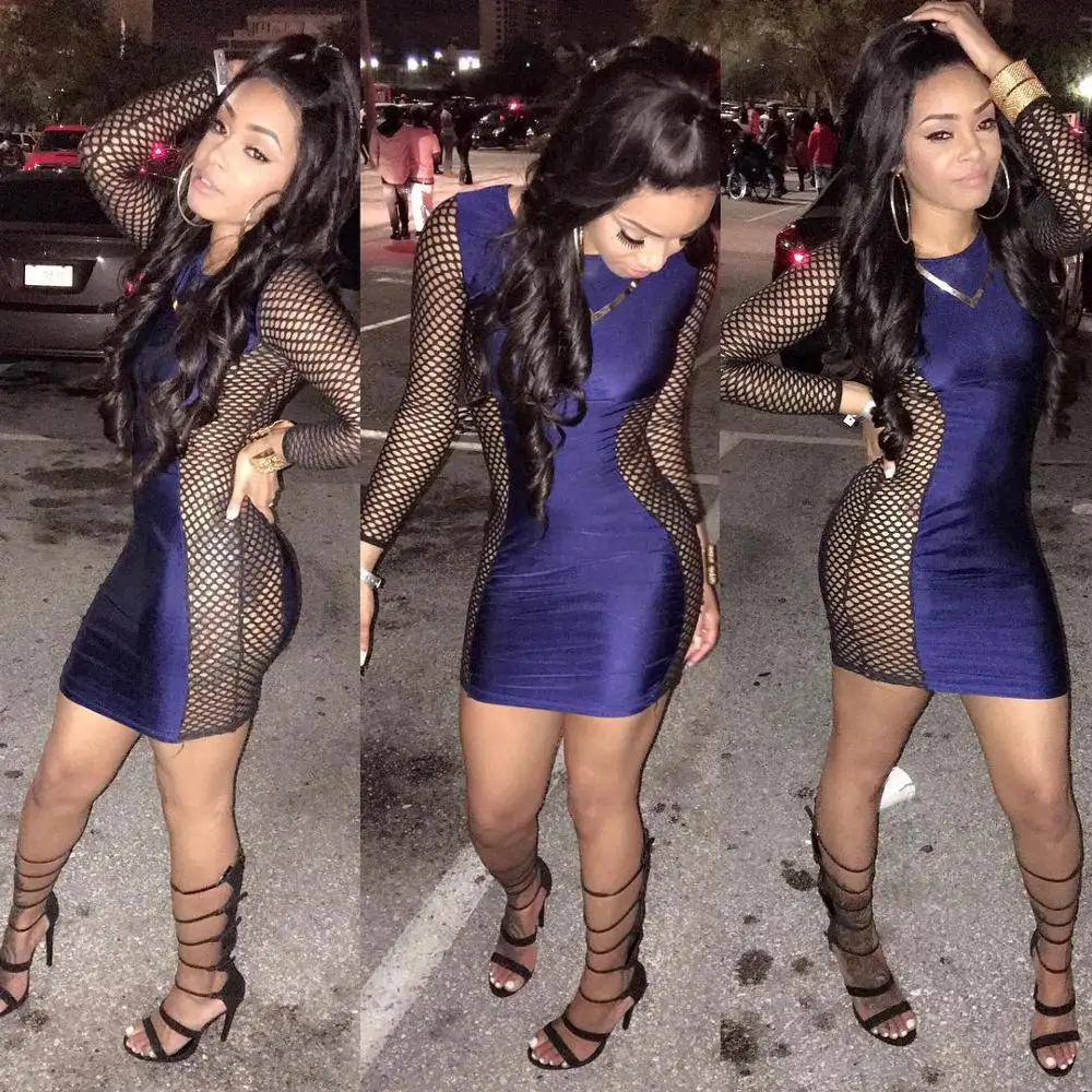 

Популярное модное сексуальное элегантное Клубное платье Wjustforu для вечевечерние НКИ для женщин Сетчатое платье с длинным рукавом привлекат...