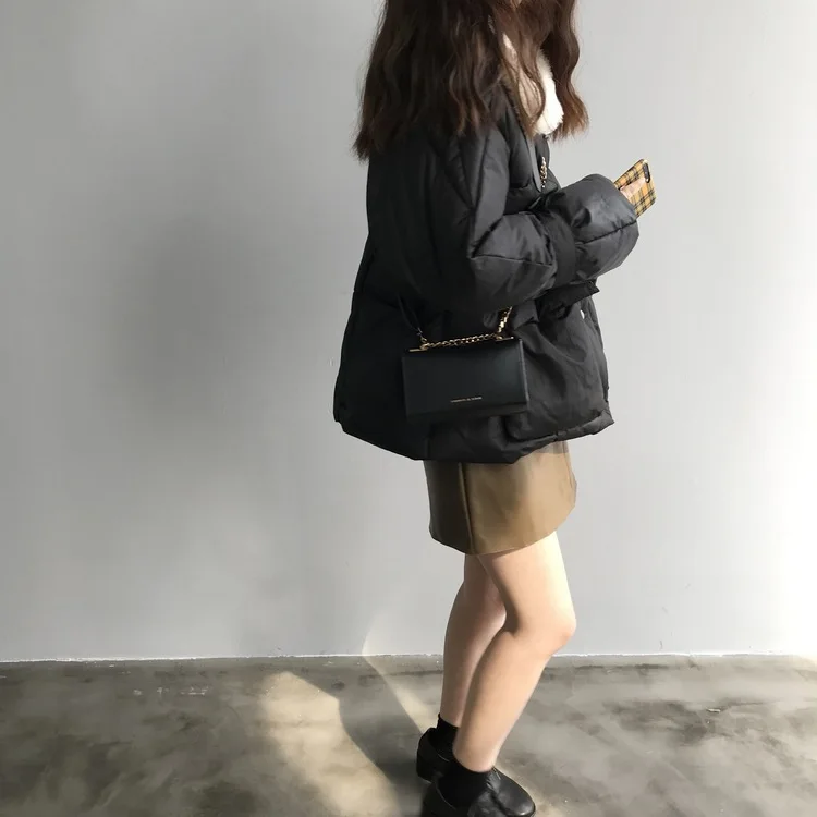 Winter New Thickened Solid Color Short ins Loose Bread Suit cotton-padded jacket Female