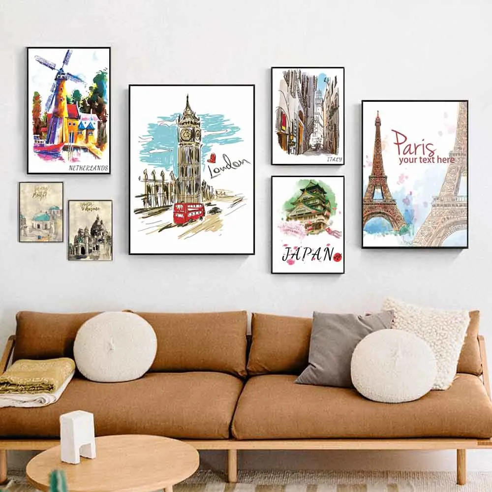 

City Landscape Wall Art Prints Wall Decoration Modern Nordic Canvas Paintings Paris Eiffel Tower Poster On The Wall