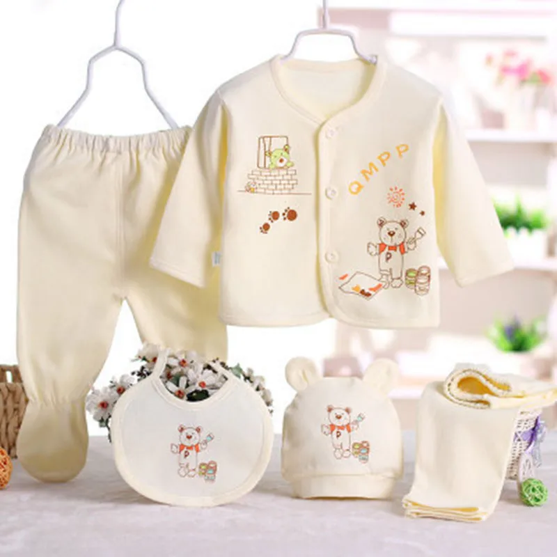 Комплект хлопковой одежды для новорожденных комплект из 5 предметов кофта с