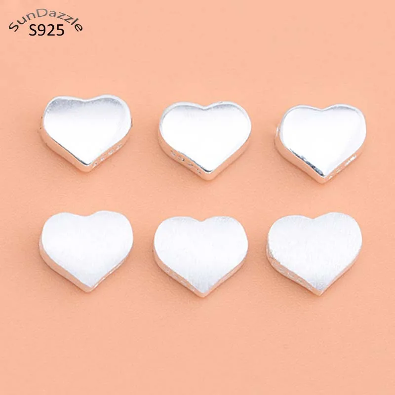 Бусины разделители в виде сердца из серебра 925 пробы 2 шт. браслет ожерелья и