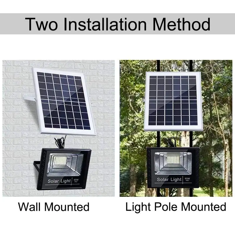 

45W+45W Outdoor LED Solar Flood Light Remote Controller Garden Solar Wall Lamp Waterproof IP67 2 Lights Park Yard 10W/25W/65W