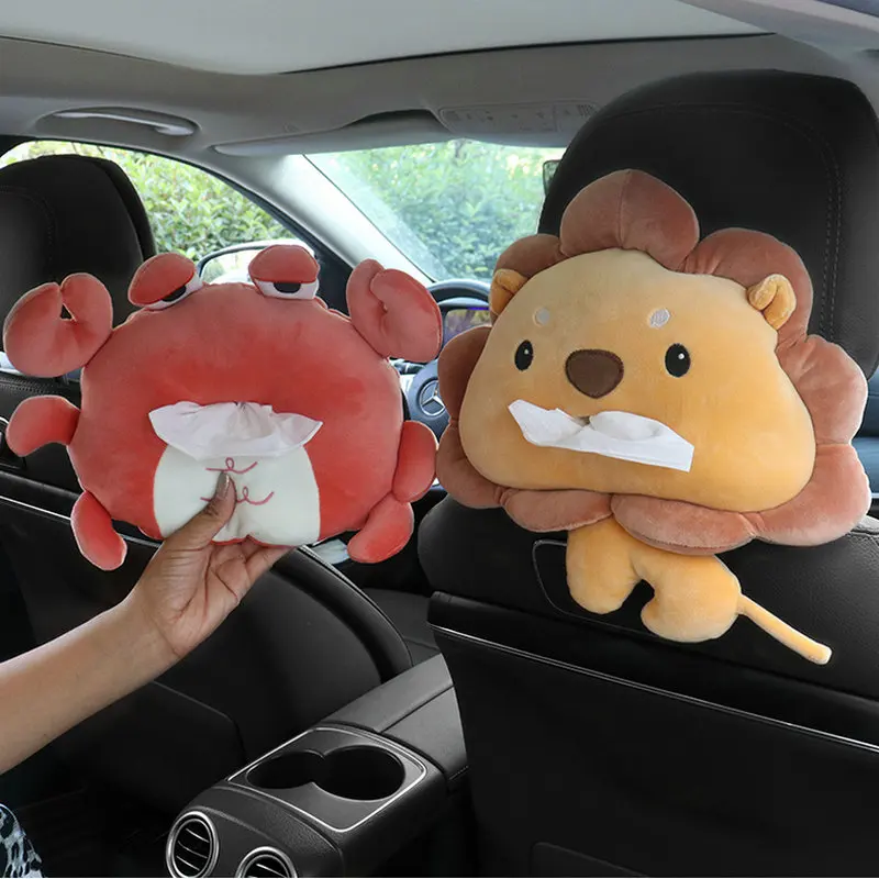 1pc 30cm Lovely Lion & Crab Plush Paper Towel Pumping Toys Stuffed Soft Dolls Car Tissue Paper Box Nice Birthday Gift Decor