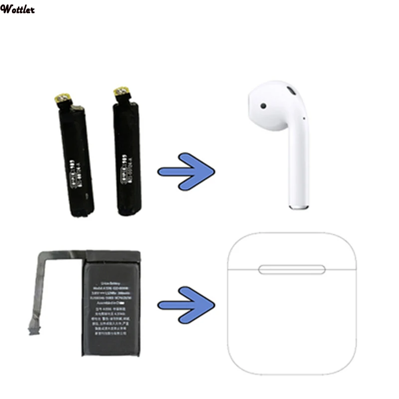 Аккумулятор GOKY93mWhA1604 0 цикл 25 мАч для Airpods 1-й 2-й A1604 A1523 A1722 A2032 A2031 Air Pods 1 2 | Мобильные
