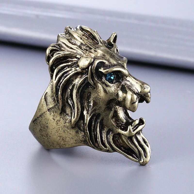 Модные ювелирные изделия винтажное очаровательное кольцо с головой льва для