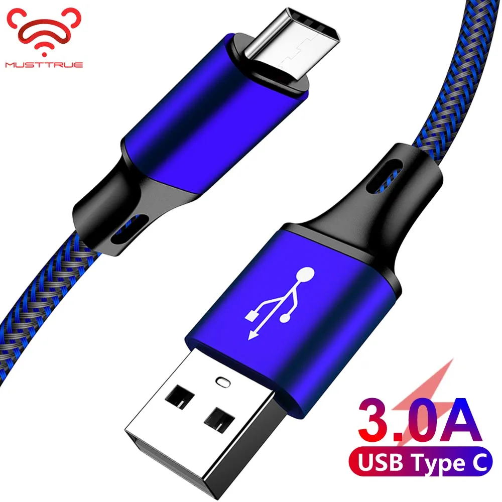Кабель MUSTTRUE 3.0A Type C зарядный шнур для Samsung huawei p30 pro смартфонов USB kabel адаптер xiaomi mi a2