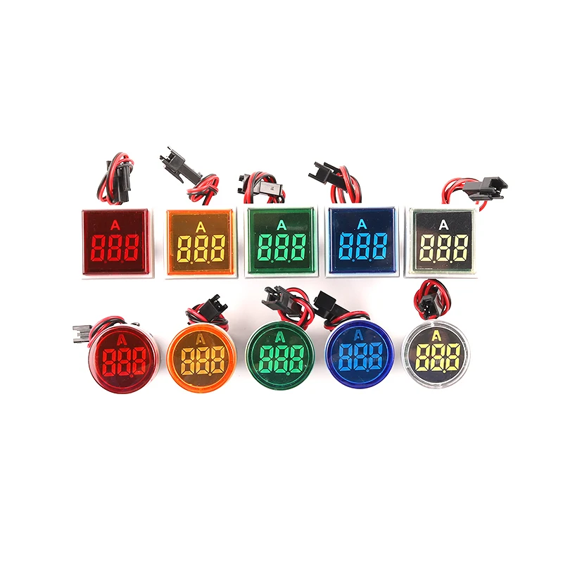 

1PCS Voltage Meters Indicato / Digital Ammeter Current Meter 22MM 0-100A Led Lamp Round / Square Signal Light High Quality Brand