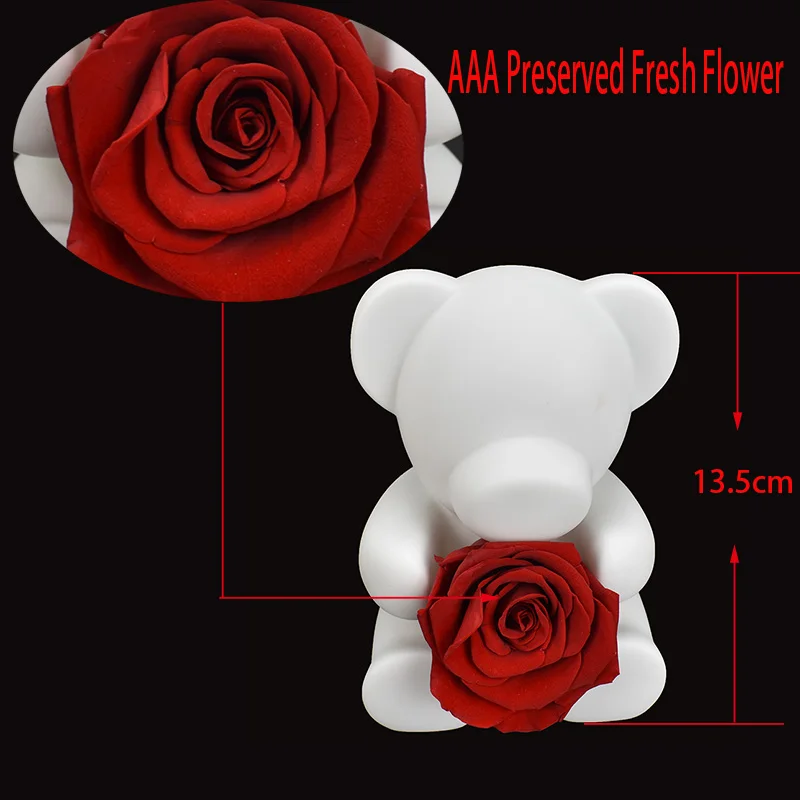 Сохраненные свежими розы плюшевый мишка Декро на День святого Валентина день