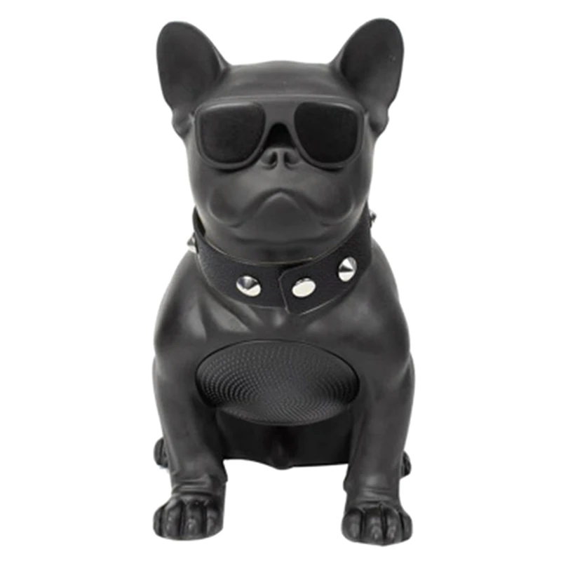 

French Bulldog Portable Wireless Bluetooth Dog Speaker, FM Radio, MP3 (M, Black)