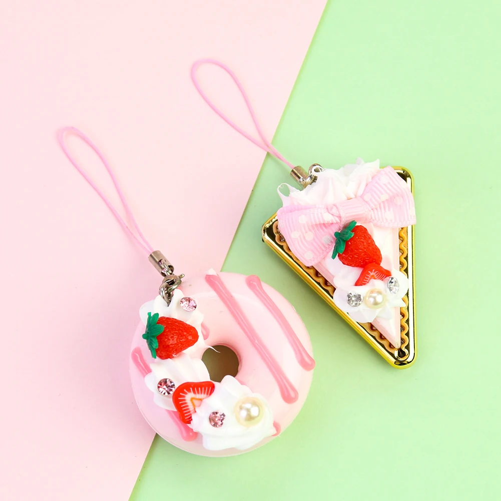 

Розовое мороженое из ПВХ, подвеска в виде пончика, десерт, подвесная сумка, рюкзак для телефона, фруктовый подвесной орнамент, украшения для ...