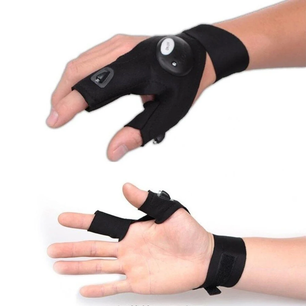 Наружная Ночная рыболовная осветительная перчатка полупальцевая светодиодный